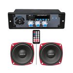 OTS WORLD 150 watt Power Amplifier inbuilt Bluetooth/FM/SD/USB/Remote with 4"inch Dual woofer Speaker for Taxi, E-Rickshaw, Auto, Tuktuk, Tractor, Truck, Bus
