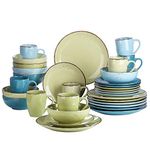 vancasso Navia Prato Dinner Set, Stoneware Vintage Look Multicolour Dinnerware Tableware, 32 Pieces Dinner Service Set for 8, Include Dinner Plate, Dessert Plate, Cereal Bowl and Mug.