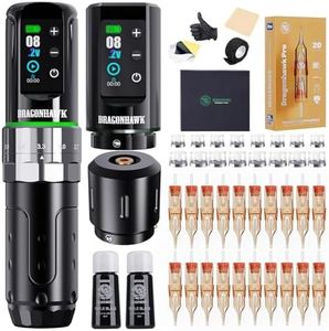 Dragonhawk Tattoo Kit, L3 Cordless/Cord Complete Tattoo Gun Rotary Pen Machine Kit, 2 Batteries, Power Supply with Extra Battery Rca Jack Part for Pro Artists