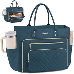 LOVEVOOK Laptop Tote Bag for Women, Teacher Work Bags With Laptop Compartment, Computer Laptop Bag With Large Cup Holder, Professional Briefcase Business Large Handbag Gifts, 17 Inch Dark Teal