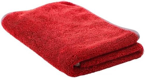 VIKING Microfiber Towel, Twisted Loop Car Drying Towel, Premium, Soft and Super Absorbent, Thick 1000gsm Towel for Car Detailing Kit, Red, 24 Inch x 24 Inch, 1 Pack
