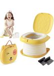 Richtots Premium Portable Potty Seat for Kids Toddler,Foldable Travel Potty Training Seat,Baby Potty Stool for Outdoor,Training Toilet Seat Emergency Toilet for Car, Outdoor, indoor (Yellow)