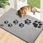 Timo Door Mat Indoor, 20"x32" Dog Mats for Muddy Paws Super Absorbent, Low-Profile Entryway Rug with Non-Slip Backing, Washable Dirty Trapper Inside Entrance Doormat for Shoes, Light Grey