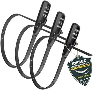 iDFSEC Zip Tie Lock, Adjustable Cable Tie with Stainless Steel Core - Multi-Purpose Cable Lock for Securing Helmets, Bicycles, Skis, Scooters, Café, Gate Door (3/Pack, Black)