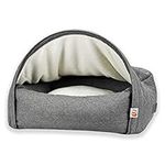 Sleepy Fox® - Original and Patented Premium Snuggle Cave Canopy Bed for Dogs & Cats – Safe, Warm, Calming, Anti-anxiety (Quilted Grey, Small: 65w x 55d x 40h cm)