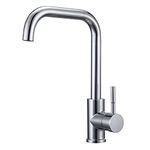 Kitchen Sink Mixer Tap L-Shap 360º Swivel Spout 1 Hole Hot and Cold Water Monobloc Faucet Mono Taps Mixers Single Lever Chrome