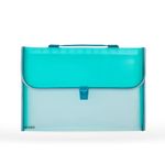 Amazon Brand - Solimo Semi Transparent Expanding File Folder with 13 Pockets, Handle, and Buckle Closure, for A4 Size Documents (Green)