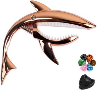 Guitar Capo Shark Guitar Capo Acoustic Capo Electric Guitars Capo Premium Zinc Alloy Guitar Accessories Ukulele Mandolin Banjo Bass (Rose Gold with 6 Picks)