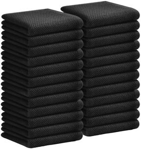 Mordimy 100% Cotton Waffle Weave Kitchen Towels 24-Pack, Black