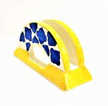 YOUR LOCAL STORE_Ceramic Napkin Holder in Handmade Pottery | Tissue Napkin Holder for Dining Table (Blue & Yellow)