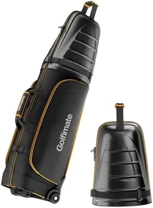 Golf Travel Bag for Airlines with Carbon Fiber Hard Top, Protective Club Traveling Cover with Wheel, Golf Club Carrier Case for Airplanes, Thick Padding, Durable Zippers and 2 Sided Spacious Pockets