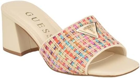 GUESS Women's Gables Heeled Sandal, Multi Ivory 150, 7.5