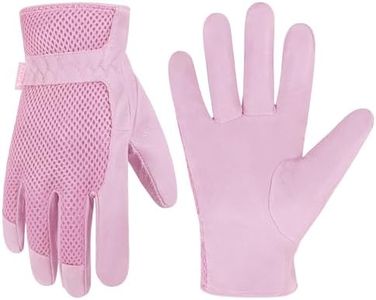 HANDLANDY Leather Gardening Gloves for Women, 3D Mesh Comfort Fit, Scratch Resistance Garden Working Gloves for Vegetable or Pruning Roses, Pigskin Palm + 3D Mesh Back, Pink, Small