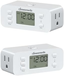 DEWENWILS 24 Hour Programmable Digital Timer Outlet, 2 Pack Timers for Electrical Outlets, Indoor Light Timers for Lamp Fan Aquarium, 2 Grounded Outlet, 125V/15A Resistive/1000W Tungsten, 3 Prong