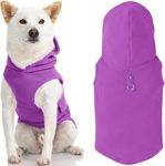 Gooby - Fleece Vest Hoodie, Small Dog Pull Over Hooded Fleece Jacket with Leash Ring, Purple, Medium