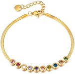 ARZASGO Charm Bracelet, Gold-plated Gems Chain Jewelry Bracelet for Women Gift, Gems