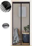 WENT Fly Screen Door, Magnetic Insect Protection 110 x 250 cm, Magnetic Curtain is Ideal for Balcony Door, Living Room and Motorhome, Easy Adhesive Mounting No Drilling, Black