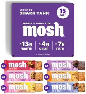 MOSH Variety Pack Keto Protein Bars, High Fiber, Low Carb, Gluten Free, High Protein, Brain Healthy Snack with Ashwagandha, Lion's Mane, 15 Count