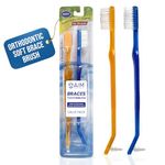 AIM DENTAL SUPPLY AIM Braces Toothbrush Soft Head V Trimmed Design 2-Pack | Quick Orthodontic Cleaning | Deep Clean Braces at Home