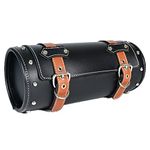 Motorcycle Pvc Faux Leather Tool Bag|Universal Fork Bag|Motorcycle Handlebar Bag|Motorcycle Tool Bag|Motorcycle Roll Bag| Saddlebags|Handlebar Bag| Sissy Bar Storage ToolBag|Brown belt|Black41