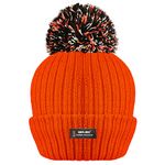 RockJock R40 Ladies Womens Winter POM POM Ribbed Beanie HAT with Advanced Thermal Insulation-6 Orange