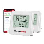 ThermoPro TP357 2 Packs Digital Hygrometer Indoor Thermometer, 260FT Bluetooth Humidity Meter with Smart App, Room Humidity Gauge with Humidity Sensor, 2-Year Data Storage and Export