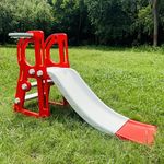 BabyGo Riko Kids Toy Foldable Slide with Basket for Indoor & Outdoor Home & School (Red)