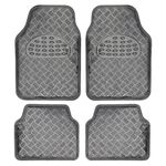 BDK MT-642-CB Universal Fit 4-Piece Metallic Design Car Floor Mat, (Carbon)