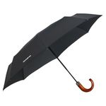 Samsonite Wood Classic S - 3 Section Auto Open Close Crook umbrella, 33 cm, black