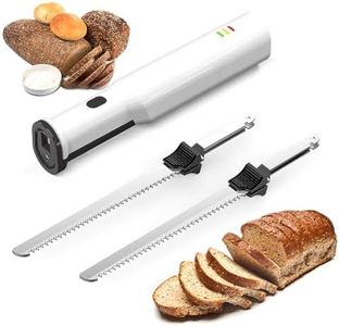 Professional Cordless Bread Knife, Rechargeable Electric Knife with 2 Reciprocating 8” Serrated Stainless Steel Blades and Safety Lock Trigger Release, Carving Meats, Poultry, Bread