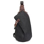 AOTIAN Waterproof Waxed Canvas Men's and Women's Small Sling Bags Backpacks For Hiking Biking Travel Outdoor Casual Chest Bags Black