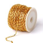 33 Feet 18K Gold Plated Box Chain Bulk, 2mm 304 Stainless Steel Chains Roll Spool Thin Square Rolo Box Link Chain Bulk for Jewelry Making DIY Craft