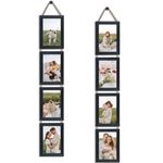 4 Opening Black Hanging Collage Frames for 8 Vertical 4x6 inch Pictures for Wall, 2 Pack