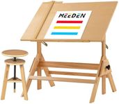 MEEDEN Drafting Table,Wood Drafting Stool,Artist Drawing Table Desk with Adjustable Height,Office Stool,Bar Stool,Art Craft Table for Artwork,Graphic Design,Reading,Writing