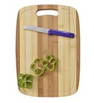 Yellow Weaves Natural Bamboo Wood Cutting Board/Chopping Board with Juice Groove for Kitchen (24x34 cm)