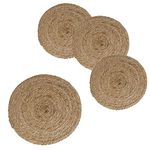 HomeStorie Eco-Friendly Jute Round Mats - Ideal for Coffee Table/Bedside Table/Center Table/Dining Table Heat Pad Coasters for Home - 25 cm [10 inch] Pack of 4 (AR2832 X 4)