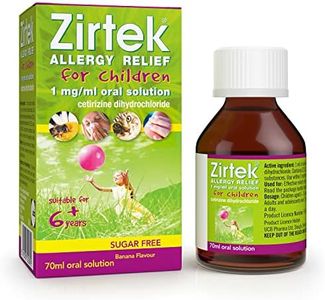 Zirtek Allergy Relief for Children, 70ml Syrup | Hayfever, Dust, Pets, and Hives | Cetirizine Antihistamine Solution | Helps Relieve Allergic Symptoms | for Adults and Children Over 6 Years