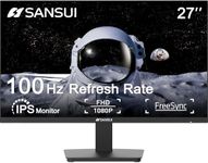 SANSUI Monitor 27 inch IPS 100Hz 1080P Computer Monitor HDMI HDR Tilt Adjustable/VESA Compatible, for Game and Office (HDMI Cable Included)