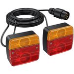 PROZOR Trailer Lights 2PCS 12V Trailer Rear Light with E13-Mark 7.5M Cable and 7 Pin Plug LED Trailer Lights with Screws Brake Trailer Lights Kit Lights Indicator Lights for 12v Van Truck Lorry