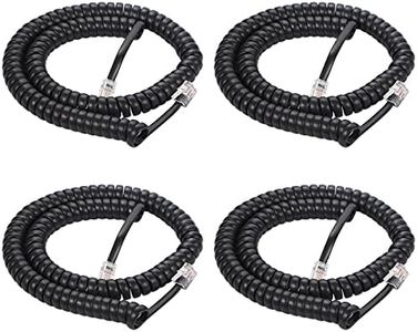 Vthahaby coiled wire 4 Pack 8Ft Uncoiled / 1.4Ft Coiled Landline Phone Handset Cable 4P4C Telephone Accessory Black