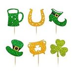 St.Patrick’s Day Cupcake Toppers - Saint Paddy's Day Shamrock Elf Shoes Leprechaun Hats Cupcake Toppers, Lucky Irish Themed Cupcake Decoration Food Picks Appetizers Toothpicks Sticks 6pcs