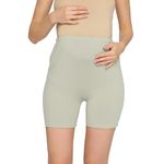 Evamomies Women's High Waist & Mid-Thigh Cotton Lycra Maternity Shorts|Pregnancy Panty|Maternity Panties Over The Belly for The Pre & Post Pregnancy (in, Alpha, 3XL, LightGrey)