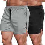 COOFANDY Men's Workout Shorts 5 Inch Inseam 2 Pack Gym Shorts with Pockets Quick Dry Shorts for Sports Running Athletic Grey/Black