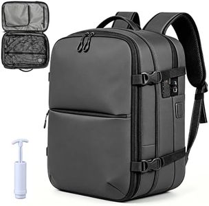 AGVOTK Vacuum Seal Travel Backpack 60L with Expandable Seal Air Compression Vacuum System Water Resistant TSA Lock Men Women for Business Weekend Daily Trip (Vacuum Pump Included, Grey)