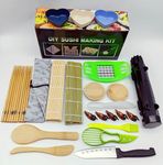 CRENGYBL Sushi Making Kit, 26 Piece Professional, Bamboo Rolling, Avocado/Cucumber Slicer, Sushi Knife, Rice Mold, Tools-Perfect DIY Kit for Beginners