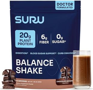 Suru Balance Shake All-in-One w/ 20g Protein, 140 Cal, 6g Fiber, Low Glycemic + Vitamins, Chocolate, 15 Servings