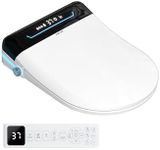 MEJE #001U-Electric Smart Bidet Seat for Elongated Toilets with Remote Control Temperature Display Heated Toilet Seat,Auto Open and Close,Warm Air Dryer and Temp Controlled Wash Functions 220V (White)