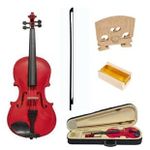 Belear Full-Size 4/4 Classical Modern Red Violin with Bow, Rosin, and Case