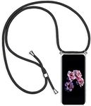 Mobile Phone Chain Case for Samsung Galaxy A72 with Strap - Mobile Phone Chain Mobile Phone Case with Cord for Hanging Mobile Phone Pendant Collar Lanyard Case - Transparent Protective Case in Black