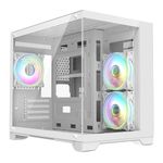 CiT Concept White Dual Tempered Glass Panelling Micro-ATX PC Gaming Cube with 6-Port PWM Fan Controller and 3 x CiT Tornado Infinity 120mm ARGB Dual-Ring Fans Included